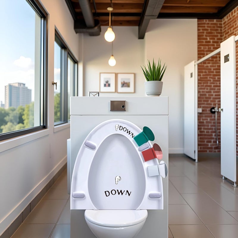 Bwexxt 3Pcs Toilet Seat Lifter with 1Pc Toilet Seat Stickers Decals, Holder Lift Tools Bathroom for Home,Hotel,Office,Restaurant, Public, Lid Decals Convenient Set: Accessories - Image 4